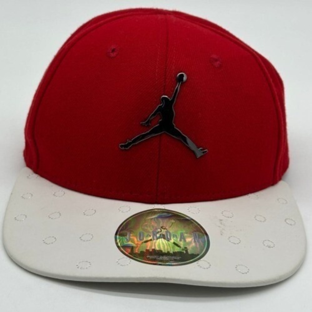 Nike Jordan Hats Kids 4-7 Red White Colorblock Jumpman Basketball Cap Snap Back‎